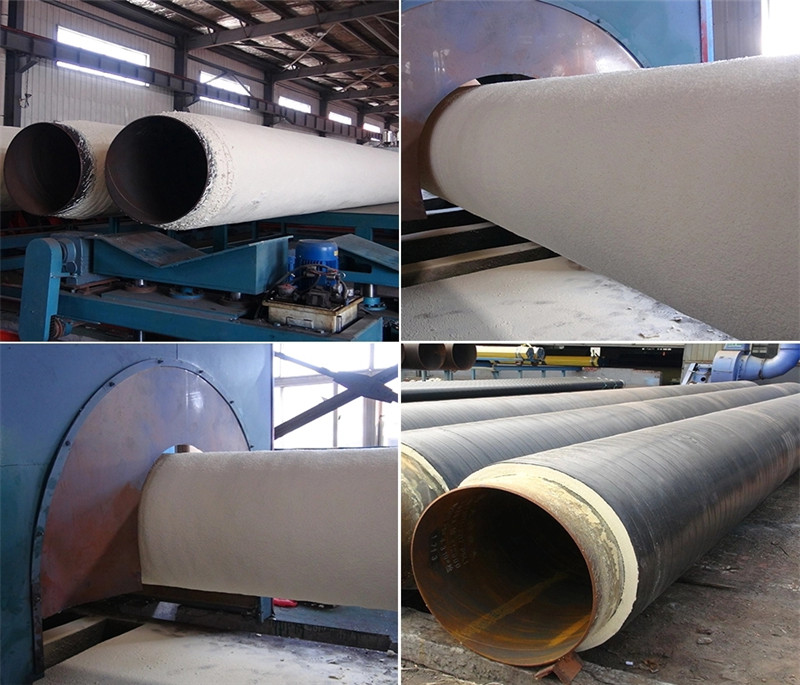 Polyurethane coating foam filled insulation steel pipe with yellow black jacket